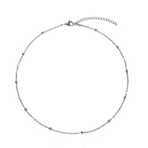 New Silver Bead & Chain Necklace - Picture 2 of 2